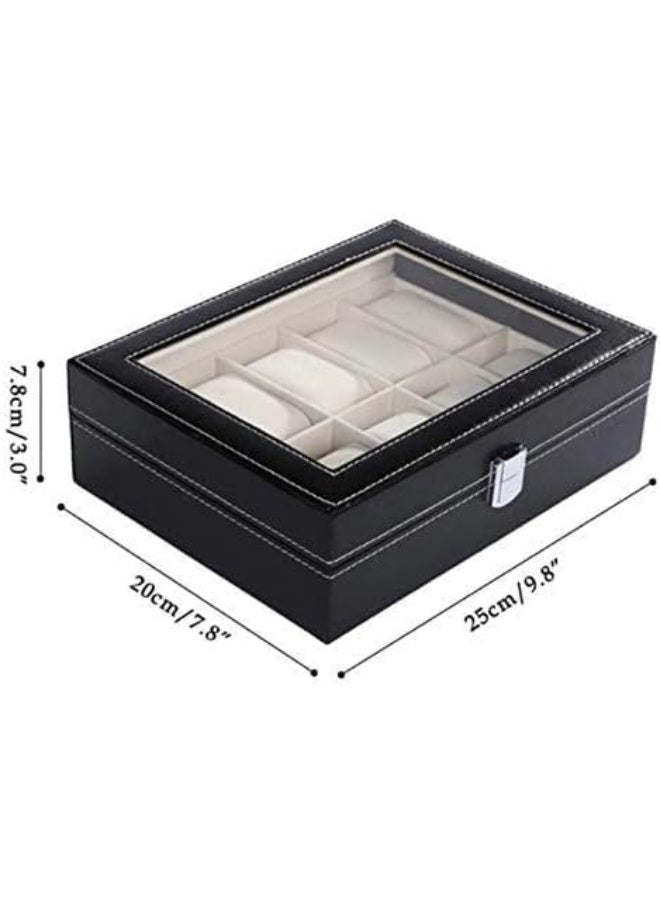 Watch Box Organizer Durable PU Leather Watch Box 10 Grid Slots for Men Women Watches Jewelry Storage Elegant Design - Image 3