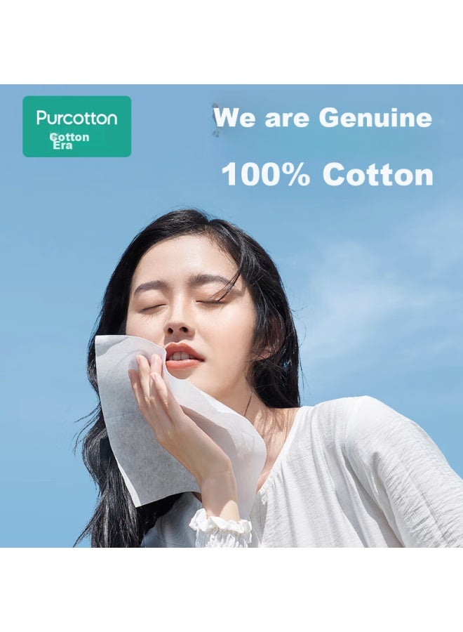 Purcotton Facial Cleansing Wipes, 100 Sheets*1 Pack, Soft Cotton Wipes, Disposable Towels For Whole Family, 15*20cm - Image 3