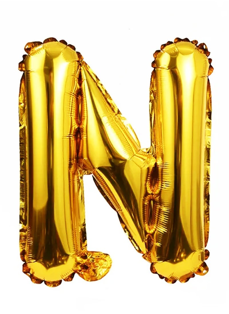 بارتي فن 32 بوصة احباط رسالة بالون Letter N اللون الذهبي مثالي للاحتفالات والذكرى السنوية وعيد الميلاد - Image 1