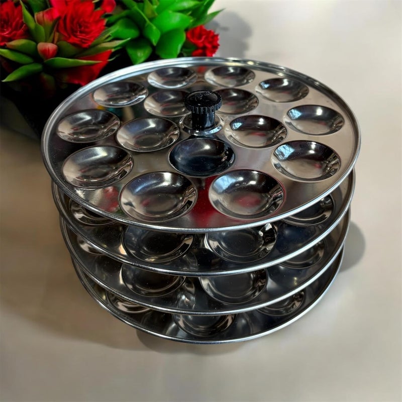 GBW Stainless Steel Idly Idli Stand Compatible for Outer Lid Cooker18x4 Plates Steel Standard Mini Idli - Image 1