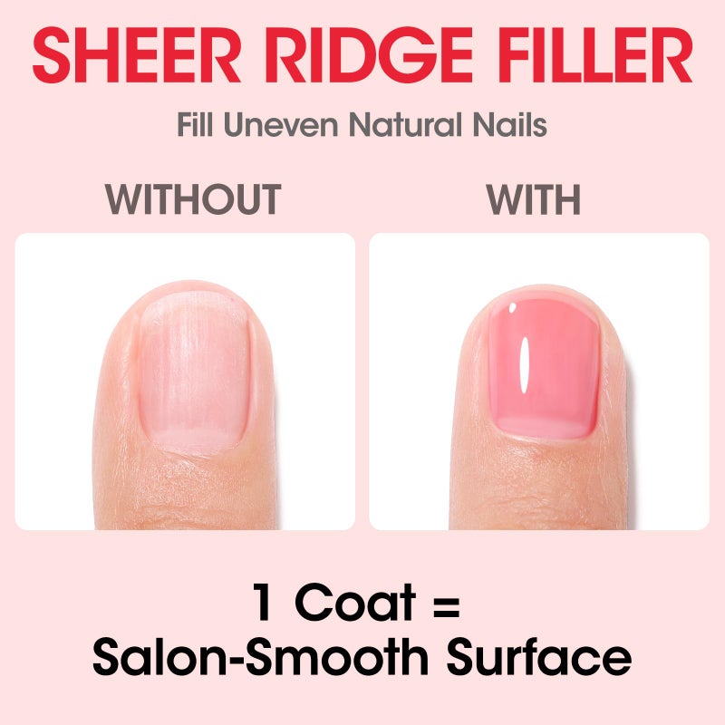 GELLEN 4â€‘inâ€‘1 Clear Nail Polish Base Coat Sheer Tinted Red, Ridge Filler, Nail Strengthener & Concealer, Calcium Formula Strengthen Nails, Natural Color Enhance Natural Look, HEMA Free, Anti Yellow - Image 4