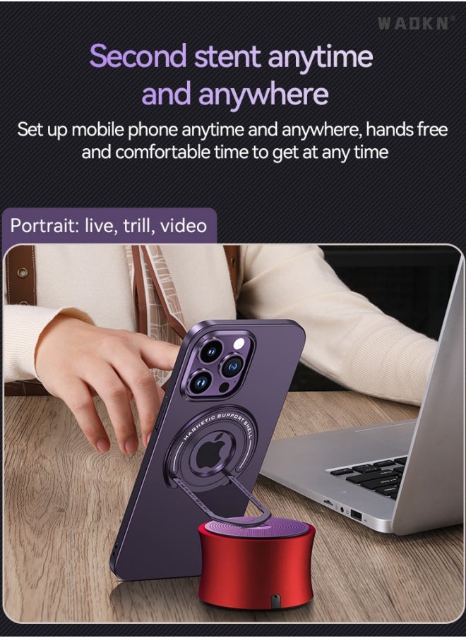 WAOKN Luxury Magnetic Case For iPhone 15 Pro With Mobile Phone Holder Hide Stand Hard Cover Black  - Image 4
