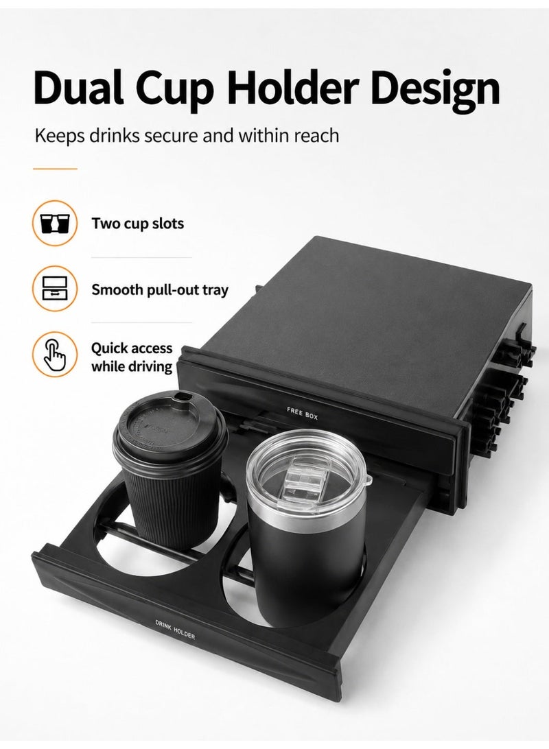 lebonaer Multi-purpose Junk Box CX-28: Ideal for Single-Disc Player Modifications in Vehicles with Double-Layer Spaces. This versatile storage box is designed to fit perfectly into the empty lower space when converting single-disc players, providing convenient storage for miscellaneous items and drinks. Product dimensions are identical to standard single-disc players (approximately 15cm x 17.5cm x 5cm), ensuring easy installation without modifications. It helps maximize car interior organization and space utilization. Long tail keywords: multi-purpose junk box, CX-28, single-disc player modification accessory, vehicle storage box, double-layer space utilization, miscellaneous item holder, drink holder, car accessory, automotive storage solution, car organizer, dashboard storage, aftermarket car part, vehicle interior organizer, cup holder for car, small item storage, car modification supply, OEM size storage, compact car storage, multi-functional junk box, CX-28 model, single CD player upgrade, - Image 3