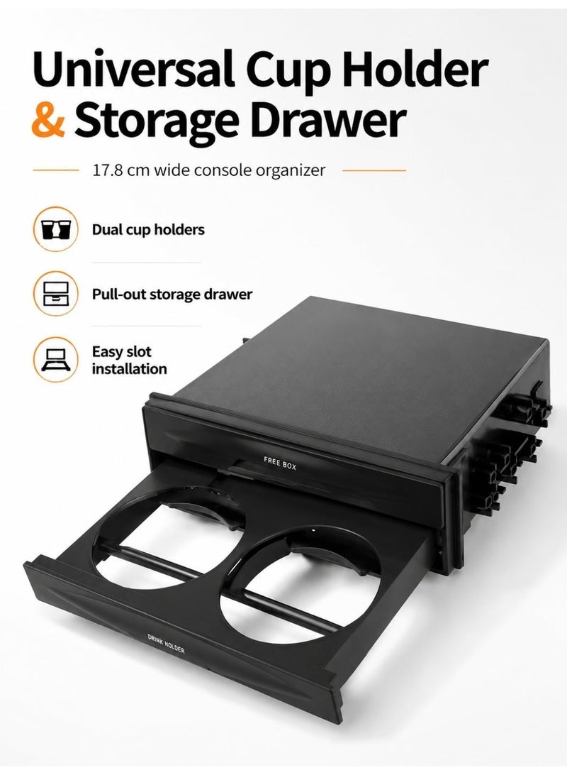 lebonaer Multi-purpose Junk Box CX-28: Ideal for Single-Disc Player Modifications in Vehicles with Double-Layer Spaces. This versatile storage box is designed to fit perfectly into the empty lower space when converting single-disc players, providing convenient storage for miscellaneous items and drinks. Product dimensions are identical to standard single-disc players (approximately 15cm x 17.5cm x 5cm), ensuring easy installation without modifications. It helps maximize car interior organization and space utilization. Long tail keywords: multi-purpose junk box, CX-28, single-disc player modification accessory, vehicle storage box, double-layer space utilization, miscellaneous item holder, drink holder, car accessory, automotive storage solution, car organizer, dashboard storage, aftermarket car part, vehicle interior organizer, cup holder for car, small item storage, car modification supply, OEM size storage, compact car storage, multi-functional junk box, CX-28 model, single CD player upgrade, - Image 1