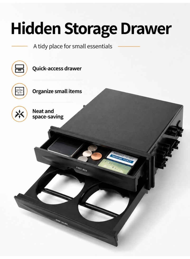 lebonaer Multi-purpose Junk Box CX-28: Ideal for Single-Disc Player Modifications in Vehicles with Double-Layer Spaces. This versatile storage box is designed to fit perfectly into the empty lower space when converting single-disc players, providing convenient storage for miscellaneous items and drinks. Product dimensions are identical to standard single-disc players (approximately 15cm x 17.5cm x 5cm), ensuring easy installation without modifications. It helps maximize car interior organization and space utilization. Long tail keywords: multi-purpose junk box, CX-28, single-disc player modification accessory, vehicle storage box, double-layer space utilization, miscellaneous item holder, drink holder, car accessory, automotive storage solution, car organizer, dashboard storage, aftermarket car part, vehicle interior organizer, cup holder for car, small item storage, car modification supply, OEM size storage, compact car storage, multi-functional junk box, CX-28 model, single CD player upgrade, - Image 4