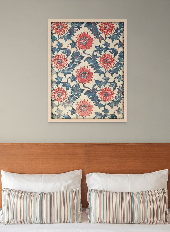 Art Decor Floral Embroidery Wall Art Red and Green Pattern Art with Matboard Framed Fine Art Wall Décor for Living Room Dining Room Bedroom Hallway Gifting - Image 3