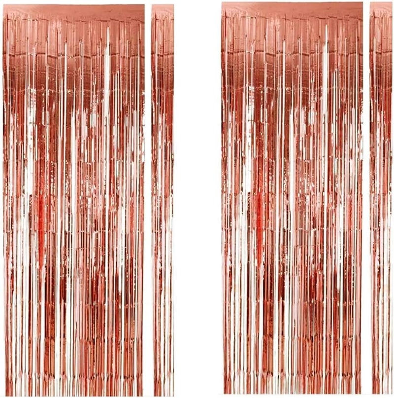 Finypa Rose Gold Birthday Decorations for Women 2pcs Foil Fringe Curtains,Pink Happy Birthday Banner,Princess Birthday Decorations for Girls16th 18th 20th 30th Birthday Party Supplies - Image 2