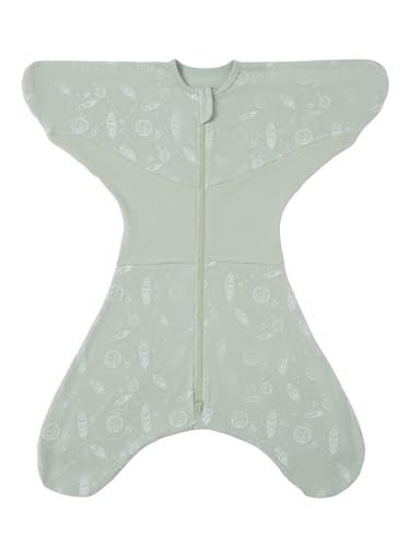 GROWNSY GROWNSY Transitional Swaddle Sleep Sack 36 Months 100 Cotton Starfish Design Baby Swaddle Sack DualZipper for Easy Diaper Changes Proper Hip Development Openable Foot Button 1220lbs Green 