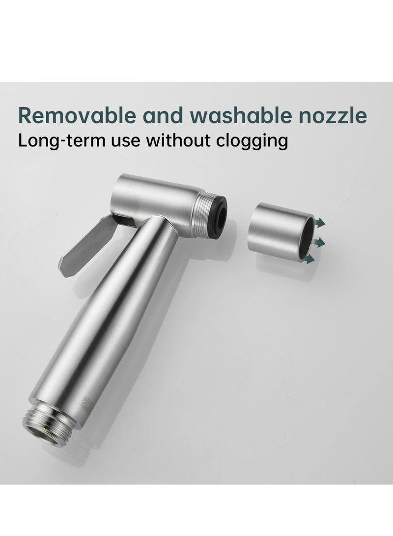 ﺻ ﻮ ﺭ ﺓ ﺍ ﻟ ﻌ ﻼ ﻣ  مجموعة شطاف المرحاض المحمولة من بريمكس مع خرطوم بطول 1.2 متر، حفاضات من القماش، تنظيف الحمام، دش مسلم، نظافة شخصية من الفولاذ المقاوم للصدأ المصقول - Image 4