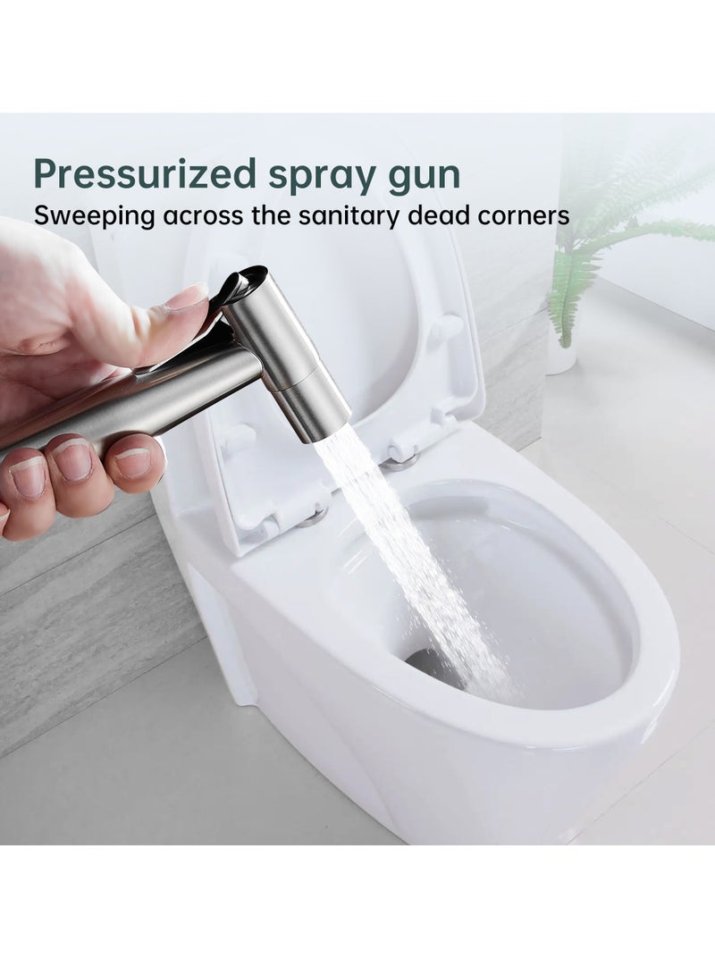 ﺻ ﻮ ﺭ ﺓ ﺍ ﻟ ﻌ ﻼ ﻣ  مجموعة شطاف المرحاض المحمولة من بريمكس مع خرطوم بطول 1.2 متر، حفاضات من القماش، تنظيف الحمام، دش مسلم، نظافة شخصية من الفولاذ المقاوم للصدأ المصقول - Image 2