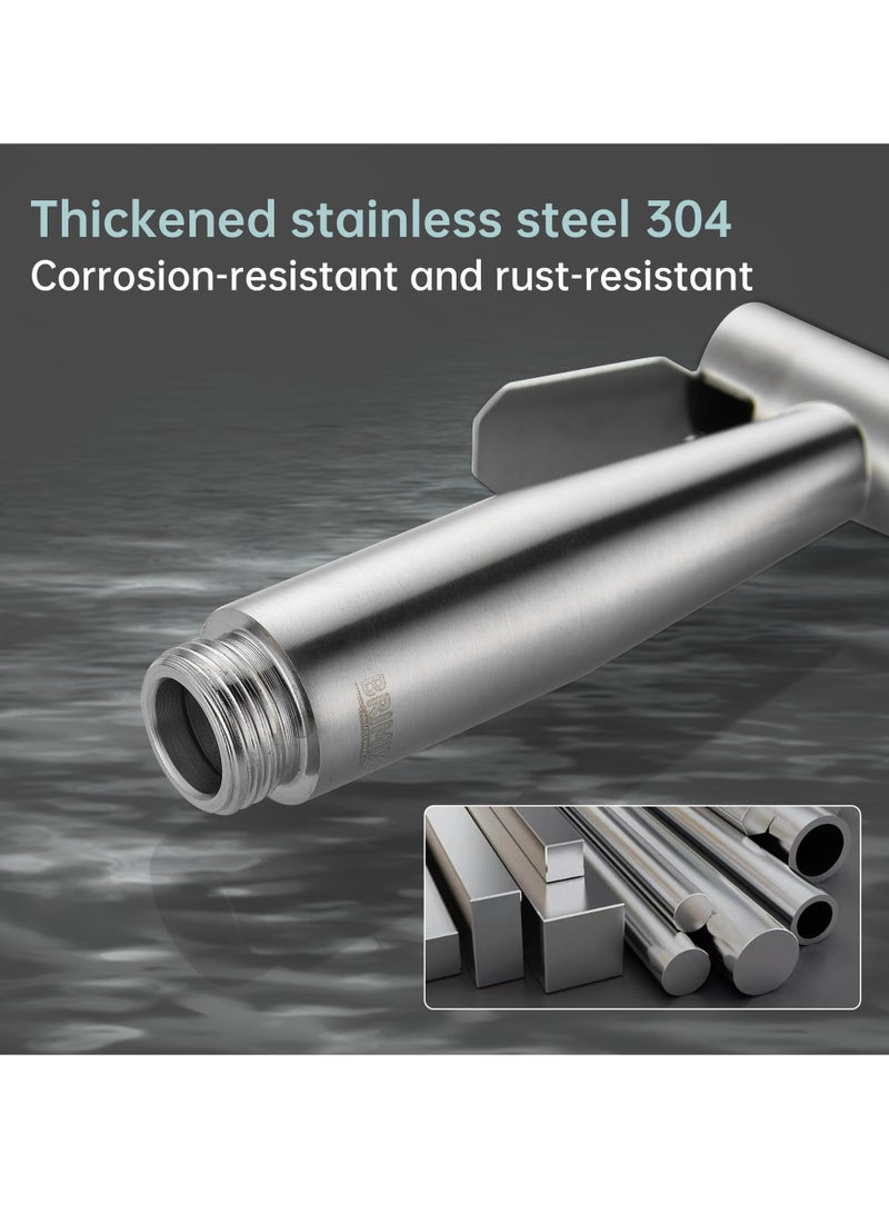 ﺻ ﻮ ﺭ ﺓ ﺍ ﻟ ﻌ ﻼ ﻣ  مجموعة شطاف المرحاض المحمولة من بريمكس مع خرطوم بطول 1.2 متر، حفاضات من القماش، تنظيف الحمام، دش مسلم، نظافة شخصية من الفولاذ المقاوم للصدأ المصقول - Image 3