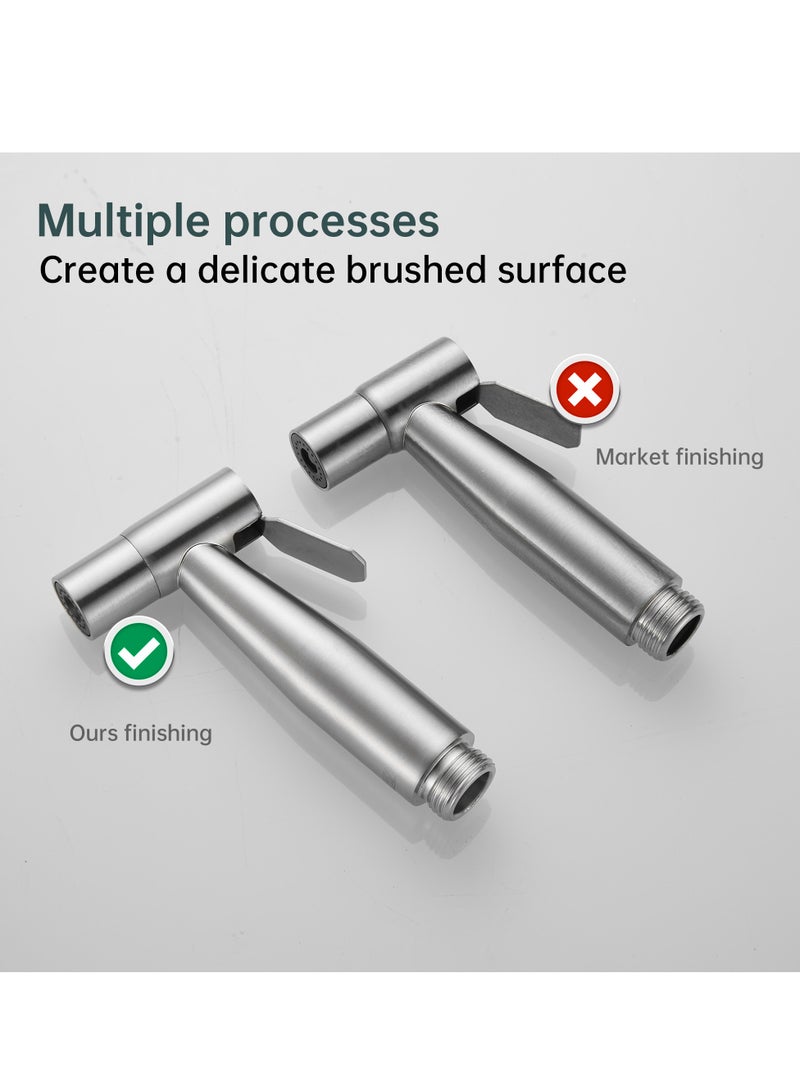 ﺻ ﻮ ﺭ ﺓ ﺍ ﻟ ﻌ ﻼ ﻣ  مجموعة شطاف المرحاض المحمولة من بريمكس مع خرطوم بطول 1.2 متر، حفاضات من القماش، تنظيف الحمام، دش مسلم، نظافة شخصية من الفولاذ المقاوم للصدأ المصقول - Image 5