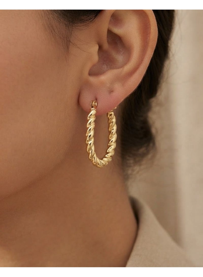Luxuria Elegant and attractive gold-plated rope-shaped earrings for women. Jewelry for women. - Image 5