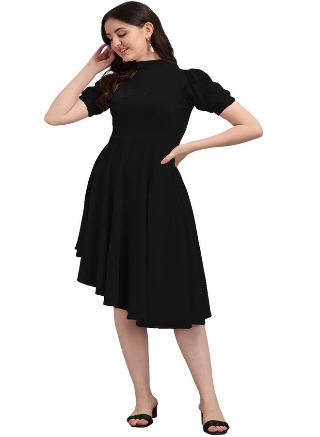 PURVAJA Women’s High-Low Knee Length Dress(Ruby-062-to-069) (in, Alpha, XL, Black) - Image 3