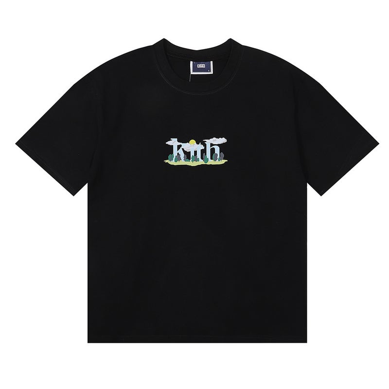 Trendy Brand Kith Letter Image Printing Ins American Fashion Men'S And Women'S Casual Cotton Loose Short-Sleeved Pullover T-Shirt - Image 2