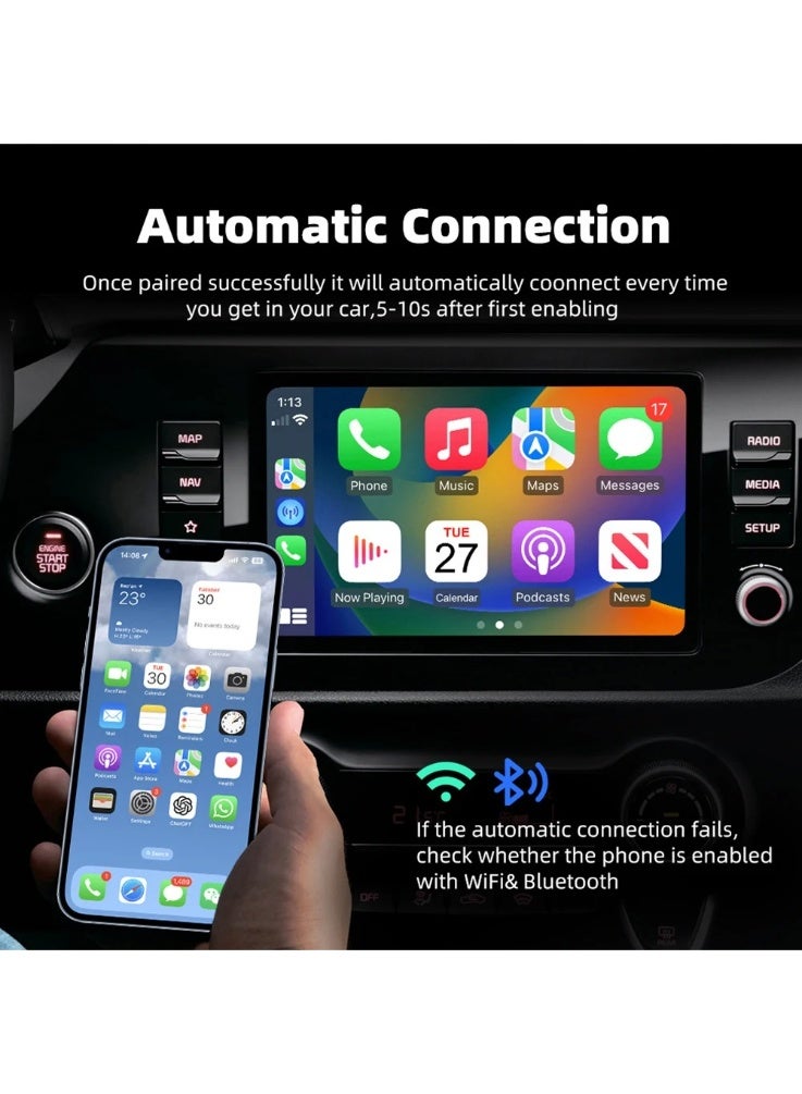 ديقيساند محول لاسلكي 2 في 1 لـ Apple CarPlay و Android Auto - دونجل صغير مطور لعام 2025 مزود بمنفذ USB-C، يعمل بمجرد التوصيل، يحول النظام السلكي الأصلي إلى نظام لاسلكي بسلاسة، اتصال تلقائي سريع بدون تأخير للسيارات موديل 2016 وما بعدها - Image 5