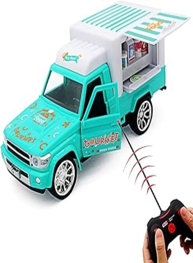 Tipmant Large Size RC Food Truck Remote Control Vehicle Electric Car Toy 4 Channels Light Sound Kids Birthday (Green)