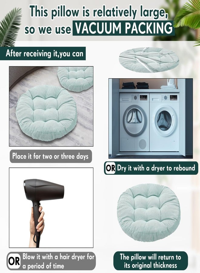 Jerify 4 Pcs Floor Pillow Cushions 22 x 22 Inch Round Square Large Meditation Floor Pillow for Classroom Adult Meditation Picnic Party Cushion for Seating Gift Christmas(Gradual Green,Round) - Image 2