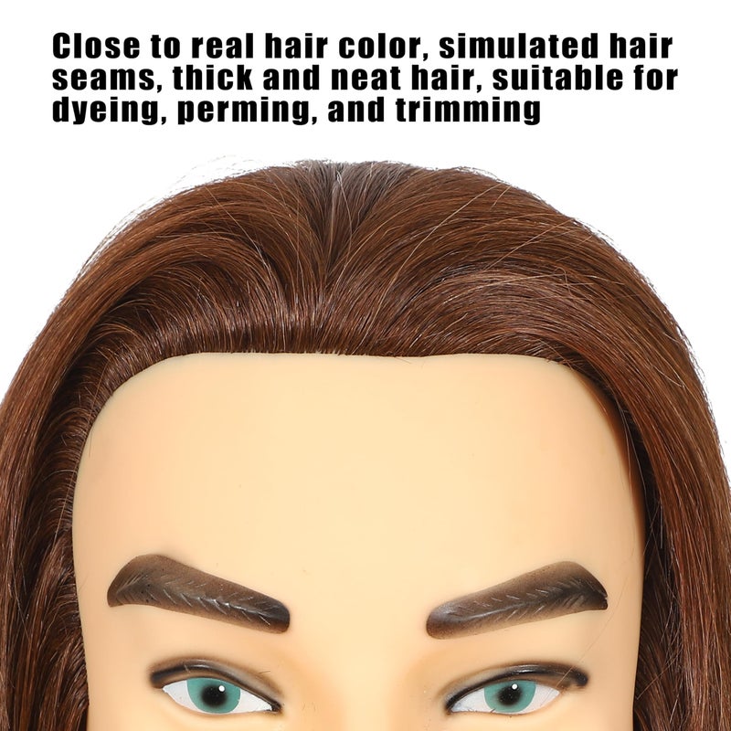 simnient Male mannequin Head 12"Barber Training Head with 100% Real Human Hair,Hairdresser training Doll manikin Head for Practicing Haircut Hair Styling With Clamp Stand - Image 5