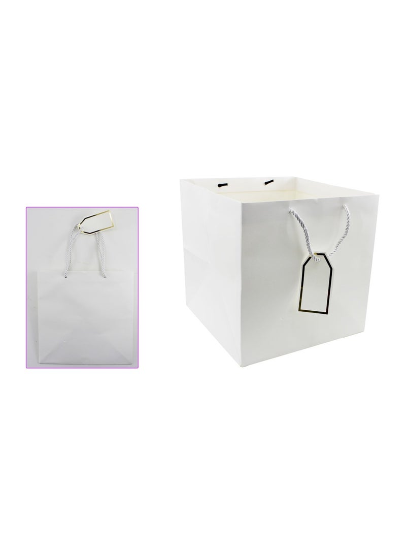 PARTY FUN Paper Gift Bag 25x25x25Cm 1 Pcs White Color  - Image 2
