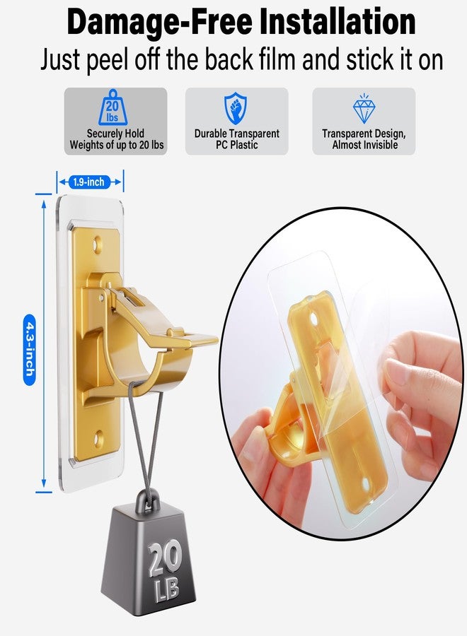 Antimbee 6PCS Self Adhesive Curtain Rod Bracket, No Drilling Curtain Rod Holders, 20lbs Load Capacity Golden Hangers for Bathroom, Living Room, Kitchen - Image 4