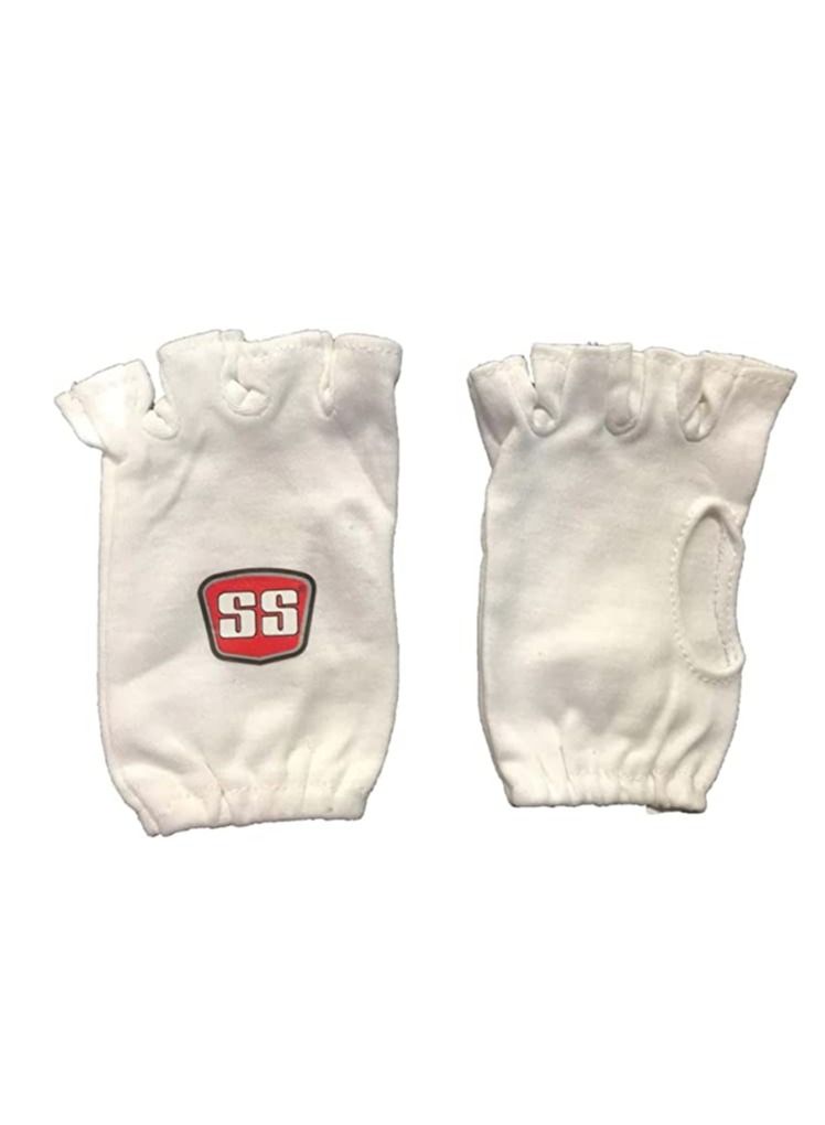 SS Cricket Batting Inner Gloves Club Plus - Fingerless Cotton Inners for Mens Adult, Worn Under Batting Gloves