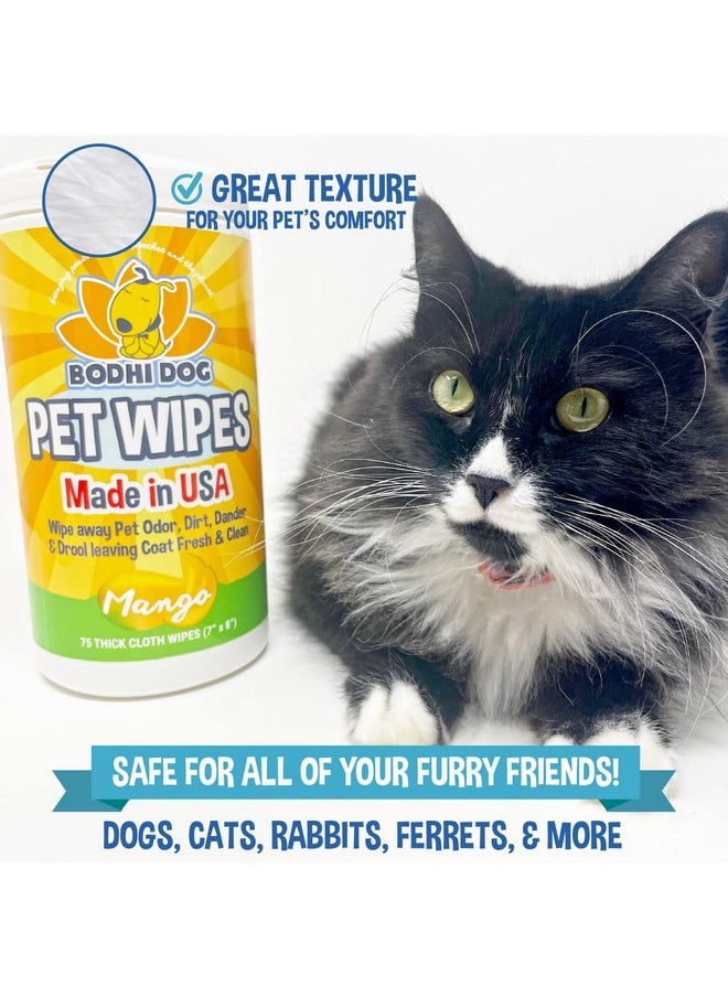 Bodhi Dog - Bodhi Dog Pet Wipes - Grooming, Cleaning and Deodorizing Wipes for Dogs & Cats - No Parabens or SLS - Large, Thick, Wet Wipes - Wipe Away Pet Odors & Refreshes Coat - Mango Scent (75 Count) - Image 1