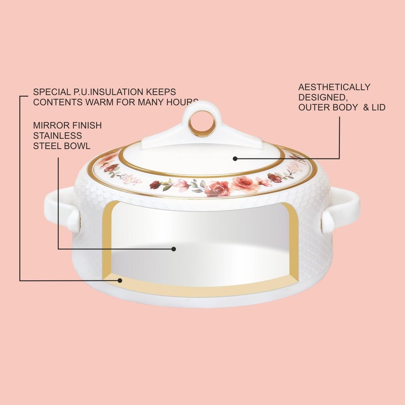 NAYASA طقم قدر ناياسا كورال المعزول من الفولاذ المقاوم للصدأ مكون من 3 قطع (1000 مل، 1500 مل، 2000 مل) - أبيض - Image 5