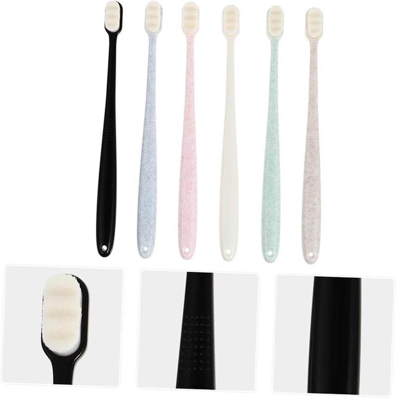 PartyKindom 6pcs Soft Bristle Toothbrushes for Adults Gentle Gum Care Wavy Head Comfortable Grip Green Blue Pink Beige Black White - Image 4