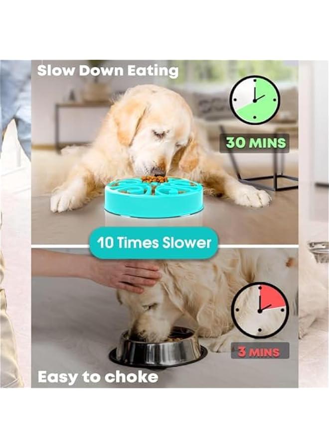 Large Medium Dog Non Slip Maze Puzzle Bowl Food Feeding Dishes Interactive Bloat Stop Preventing Choking Healthy Pet Blue Bowl - Image 2