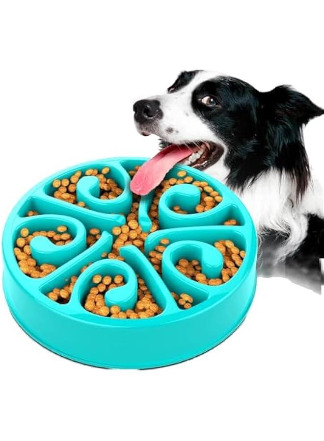 Large Medium Dog Non Slip Maze Puzzle Bowl Food Feeding Dishes Interactive Bloat Stop Preventing Choking Healthy Pet Blue Bowl - Image 1