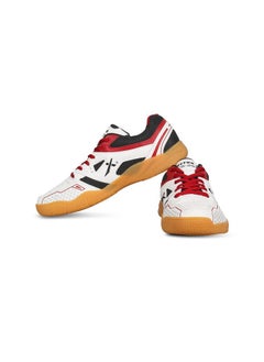 Vector X X Cs-2100 Synthetic Leather & Breathable Mesh Badminton & Tennis Court Shoes For Boys & Girls (Black-White, Size-5)  - Image 1