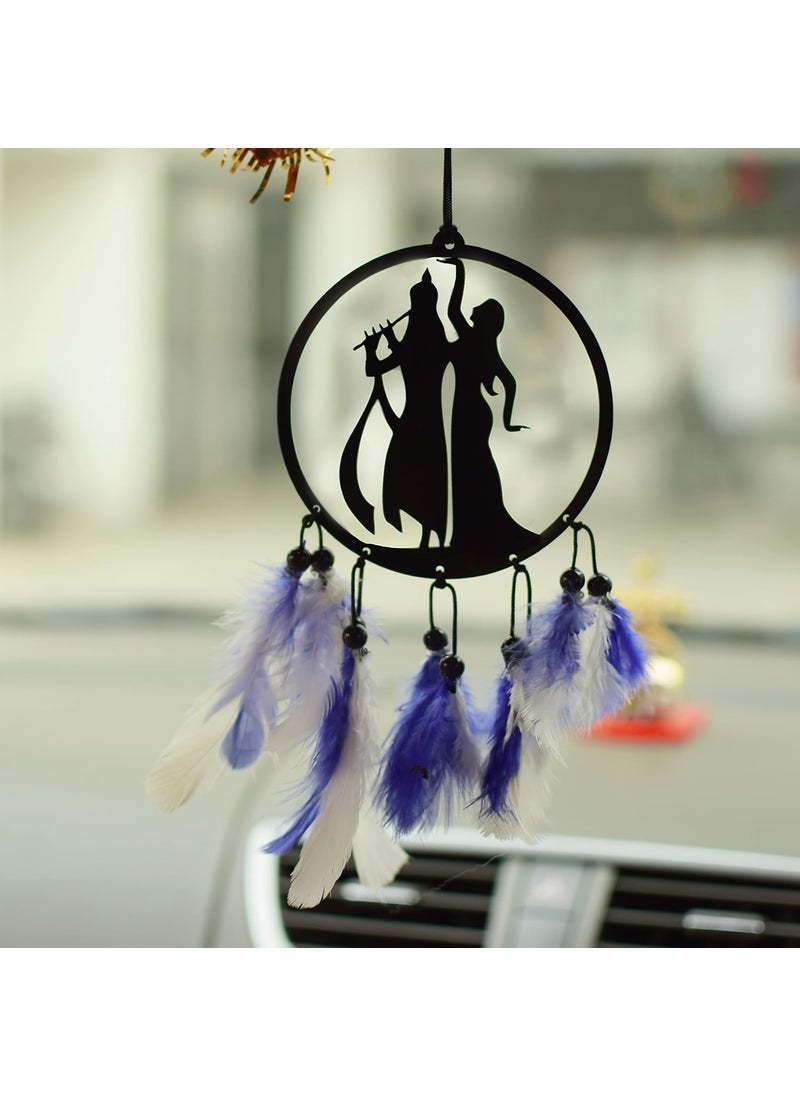 Gopinath Autolink - Gopinath Autolink Fancy radhe Krishna Dream Catcher for car Wall Hanging Attract Positive Good Luck Charm Protection Made with Acrylic Material Feathers - Image 1
