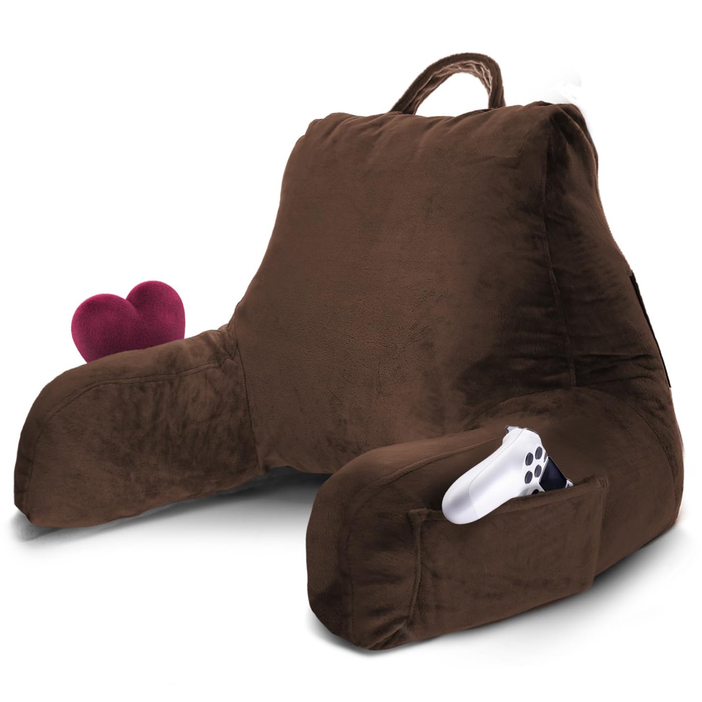 Nestl Reading Pillow for Kids Teens with Shredded Memory Foam Backrest Pillows for Reading Watching and Gaming Use on the Couch Bed or Floor Adjustable Support Washable Cover Chocolate Brown