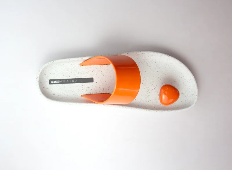 Voices Smooth Stone Women'S Anti Slip Sole  Colored Strap Sandals - White/Orange