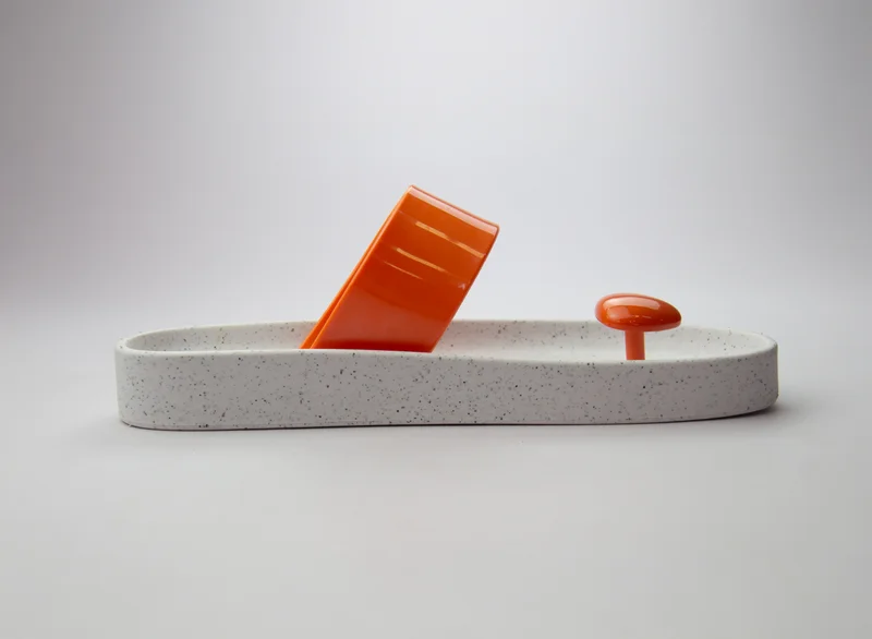 Voices Smooth Stone Women'S Anti Slip Sole  Colored Strap Sandals - White/Orange