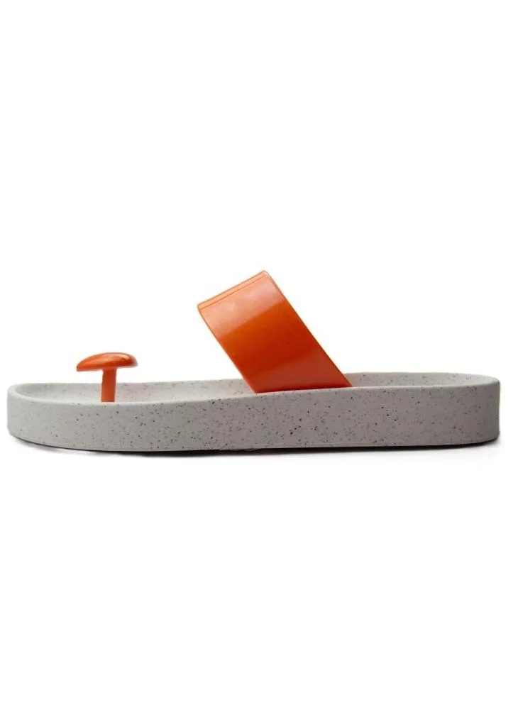 Voices Smooth Stone Women'S Anti Slip Sole  Colored Strap Sandals - White/Orange