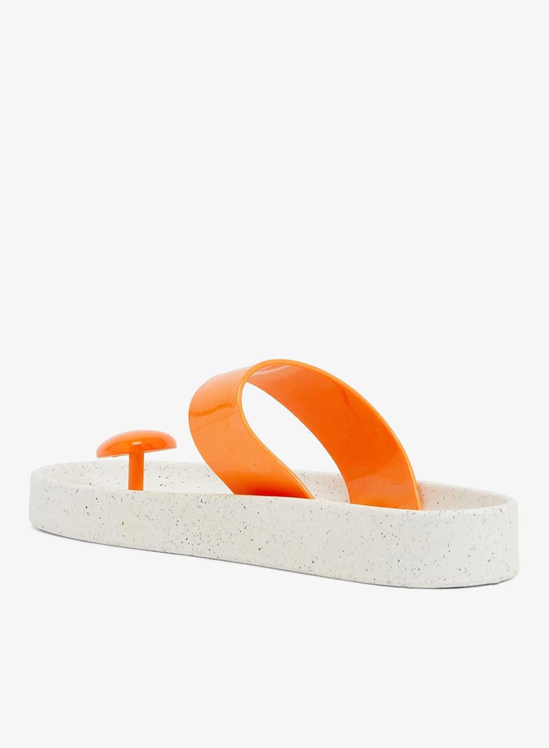 Voices Smooth Stone Women'S Anti Slip Sole  Colored Strap Sandals - White/Orange - Image 2
