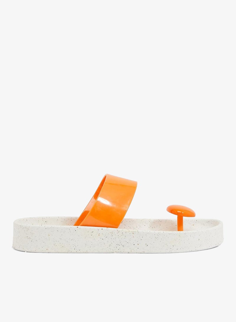 Voices Smooth Stone Women'S Anti Slip Sole  Colored Strap Sandals - White/Orange - Image 1