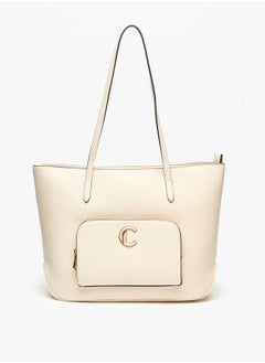 Le Confort Women Solid Tote Bag with Front Pocket and Zip Closure  - Image 1