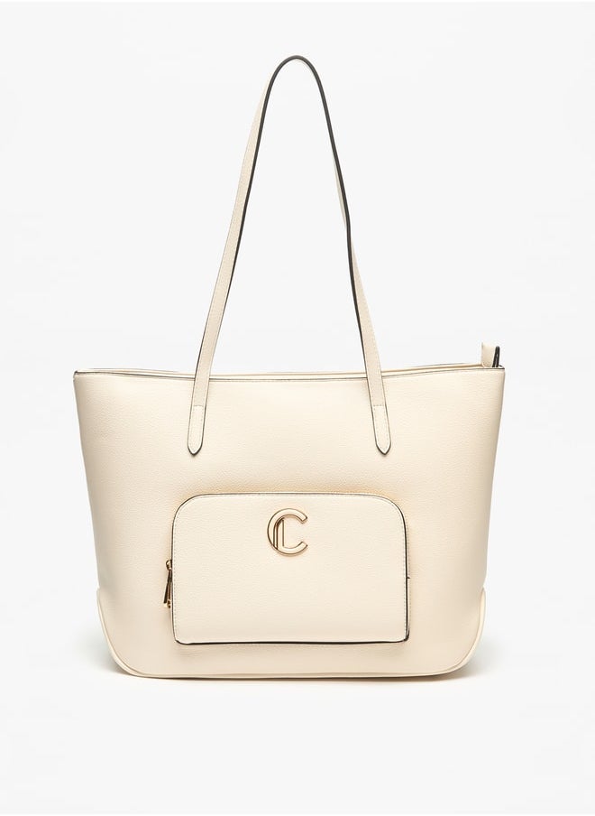 Le Confort Women Solid Tote Bag with Front Pocket and Zip Closure  - Image 1