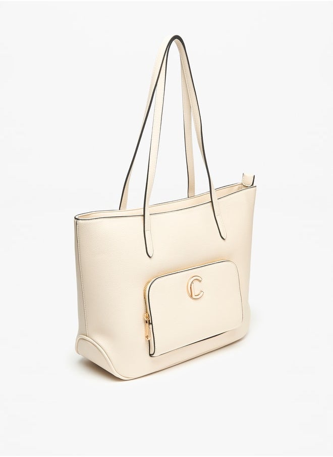 Le Confort Women Solid Tote Bag with Front Pocket and Zip Closure  - Image 2