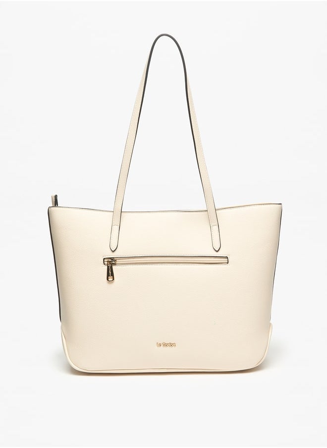 Le Confort Women Solid Tote Bag with Front Pocket and Zip Closure  - Image 3