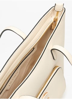 Le Confort Women Solid Tote Bag with Front Pocket and Zip Closure  - Image 5