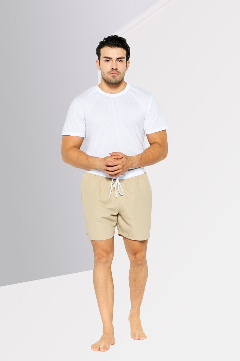 DKNY Men Brand Logo Board Short, Light Beige  - Image 2