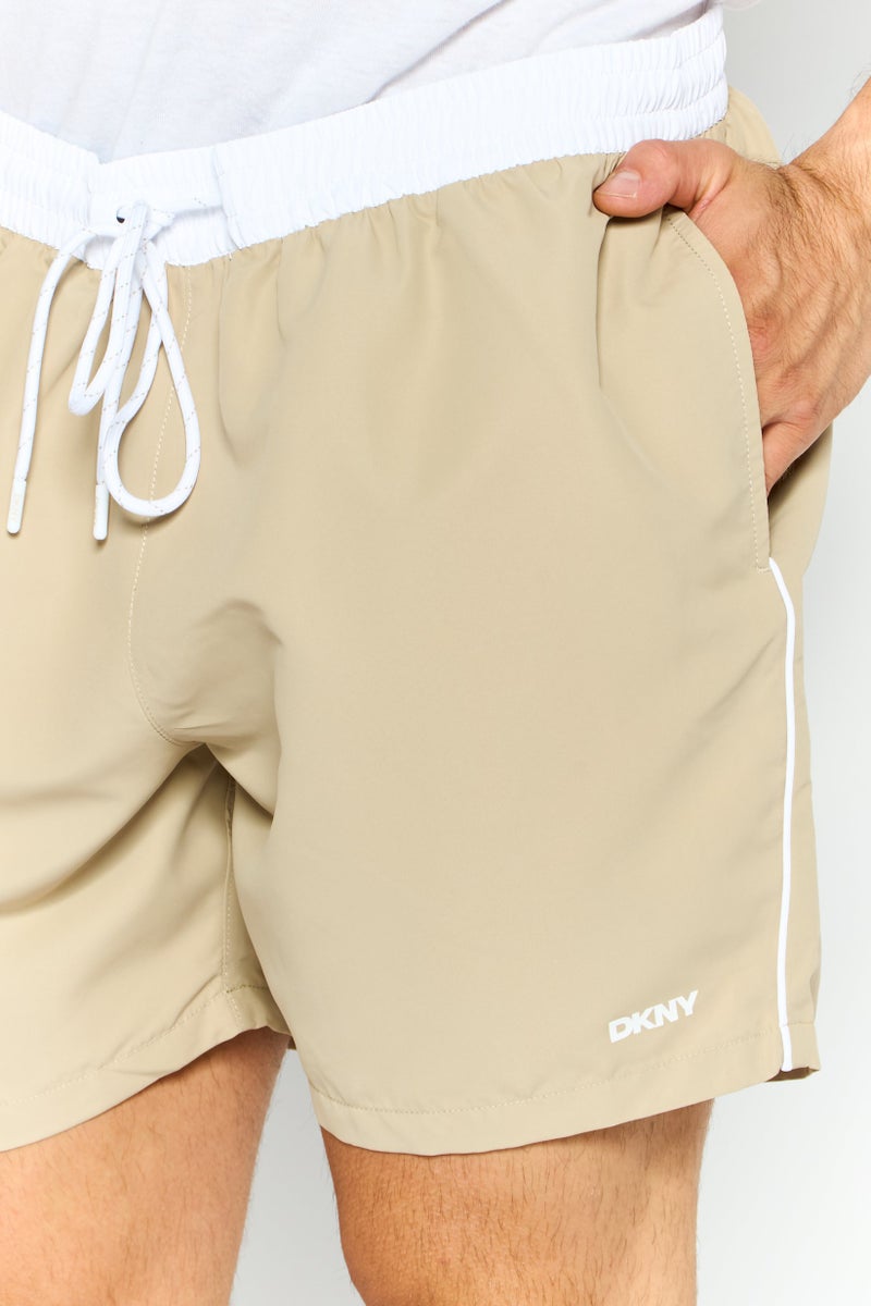 DKNY Men Brand Logo Board Short, Light Beige  - Image 3