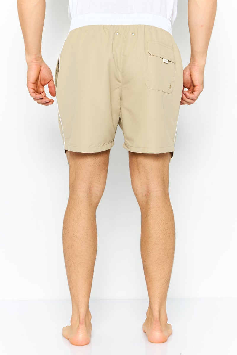 DKNY Men Brand Logo Board Shorts, Light Beige - Image 4