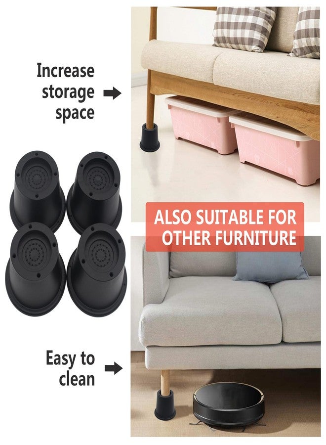 HANIHUA 6 Pack Furniture Risers Black Bed Risers 2 inch, Bed Lifts Risers for Sofa, Couch, Desk, Heavy Duty Bed Frame Risers Table Leg Extenders Supports Up to 1,300 Lbs - Image 3