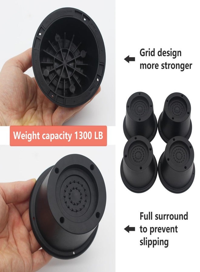 HANIHUA 6 Pack Furniture Risers Black Bed Risers 2 inch, Bed Lifts Risers for Sofa, Couch, Desk, Heavy Duty Bed Frame Risers Table Leg Extenders Supports Up to 1,300 Lbs - Image 4