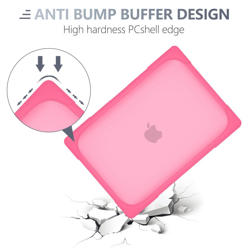 Batianda Heavy Duty Case for New MacBook Air 13.6 inch 2026 M5 2025 M4 Chip 2024 2022 Release, Ergonomic Foldable Kickstand (Holds 20lbs) Matte Translucent Protective Cover with Keyboard Skin, Pink - Image 3